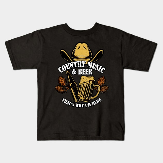 Country music and beer, that's why I'm here! Kids T-Shirt by voidea